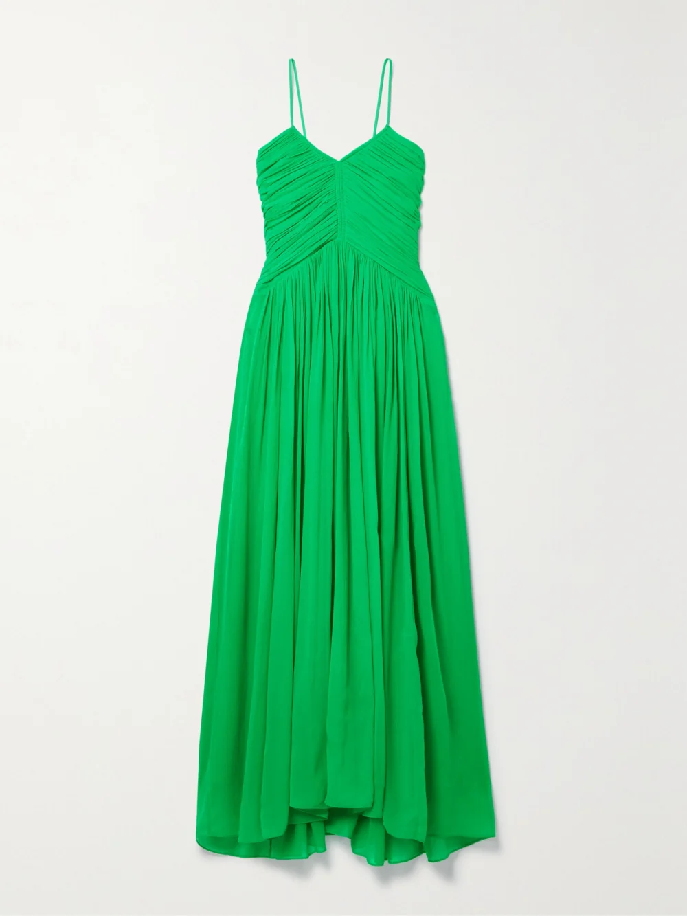 A.L.C. Rumi Ruched Plissé Silk-chiffon Midi Dress in green
