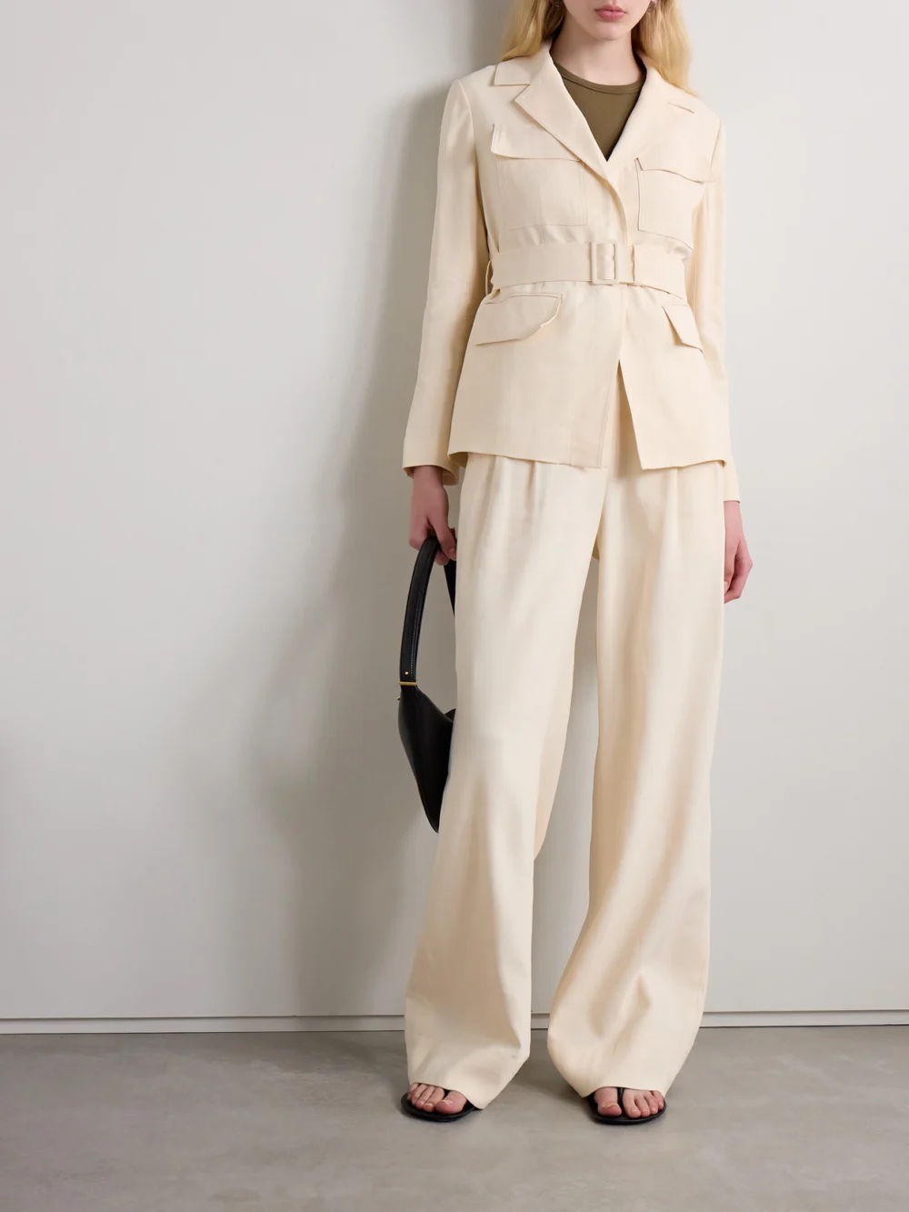 A.L.C. Tommy Ii Pleated Linen-blend Twill Wide-leg Pants, worn by a model