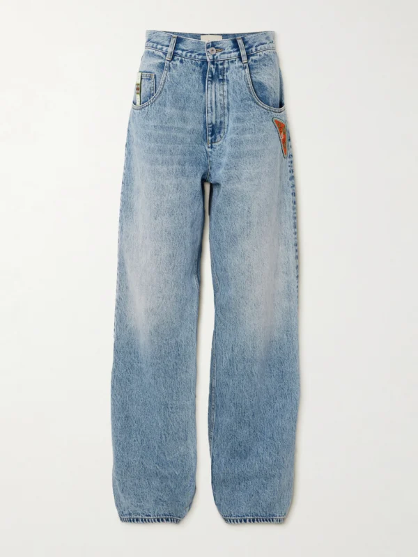 Alémais Jackpot Appliquéd High-rise Straight-leg Jeans