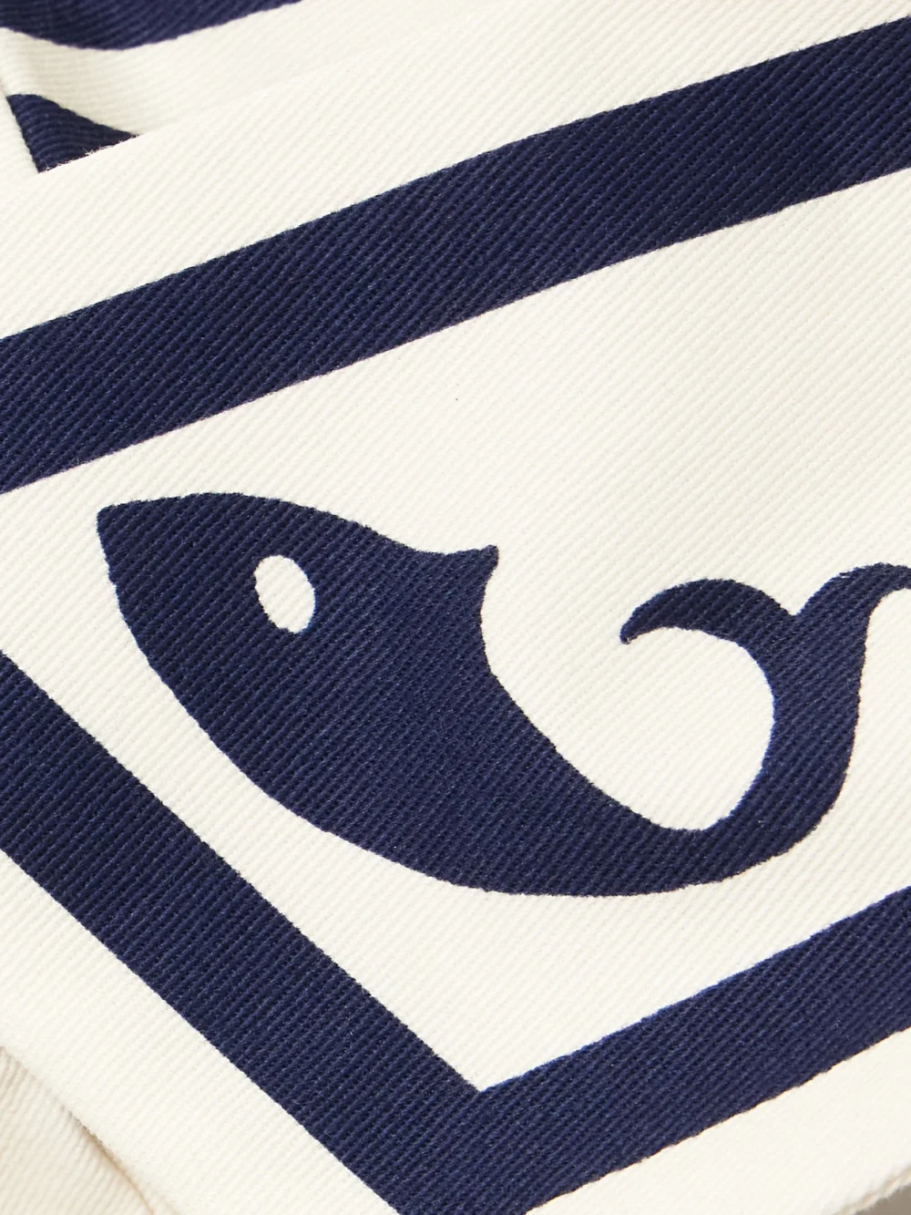 Close-up detail of the Alémais Marine Striped Organic Cotton Halterneck Bralette