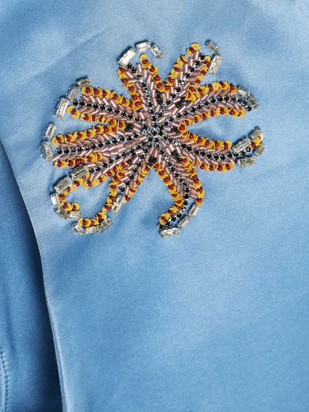 Close-up detail of the Alémais + Sam Pauletto Caspian Embellished Gathered Cotton and Silk-blend Duchesse-satin Mini Dress