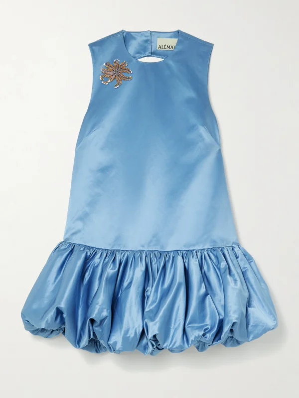 Alémais + Sam Pauletto Caspian Embellished Gathered Cotton and Silk-blend Duchesse-satin Mini Dress