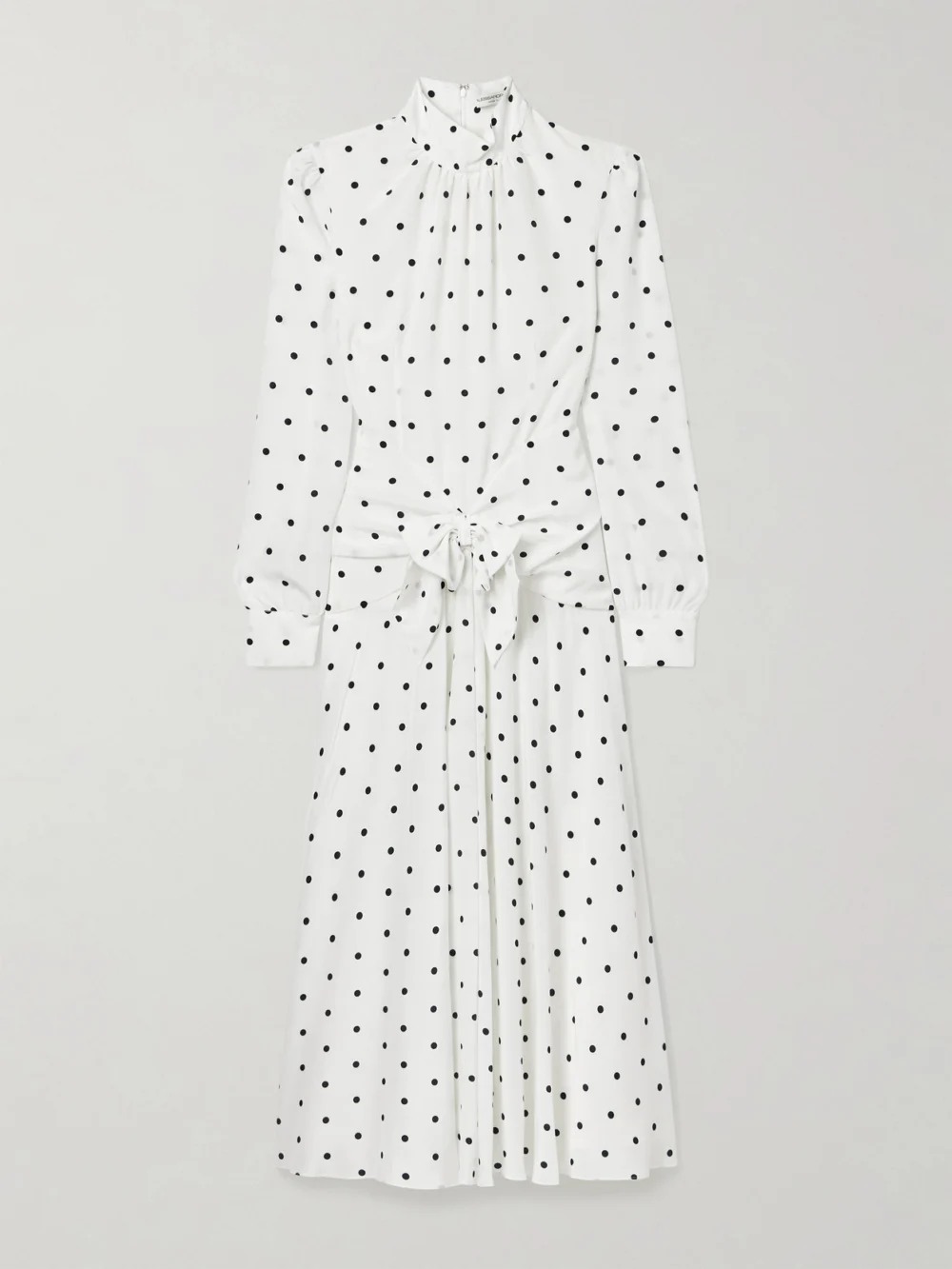 Alessandra Rich Bow-embellished Gathered Polka-dot Silk-georgette Midi Dress in white