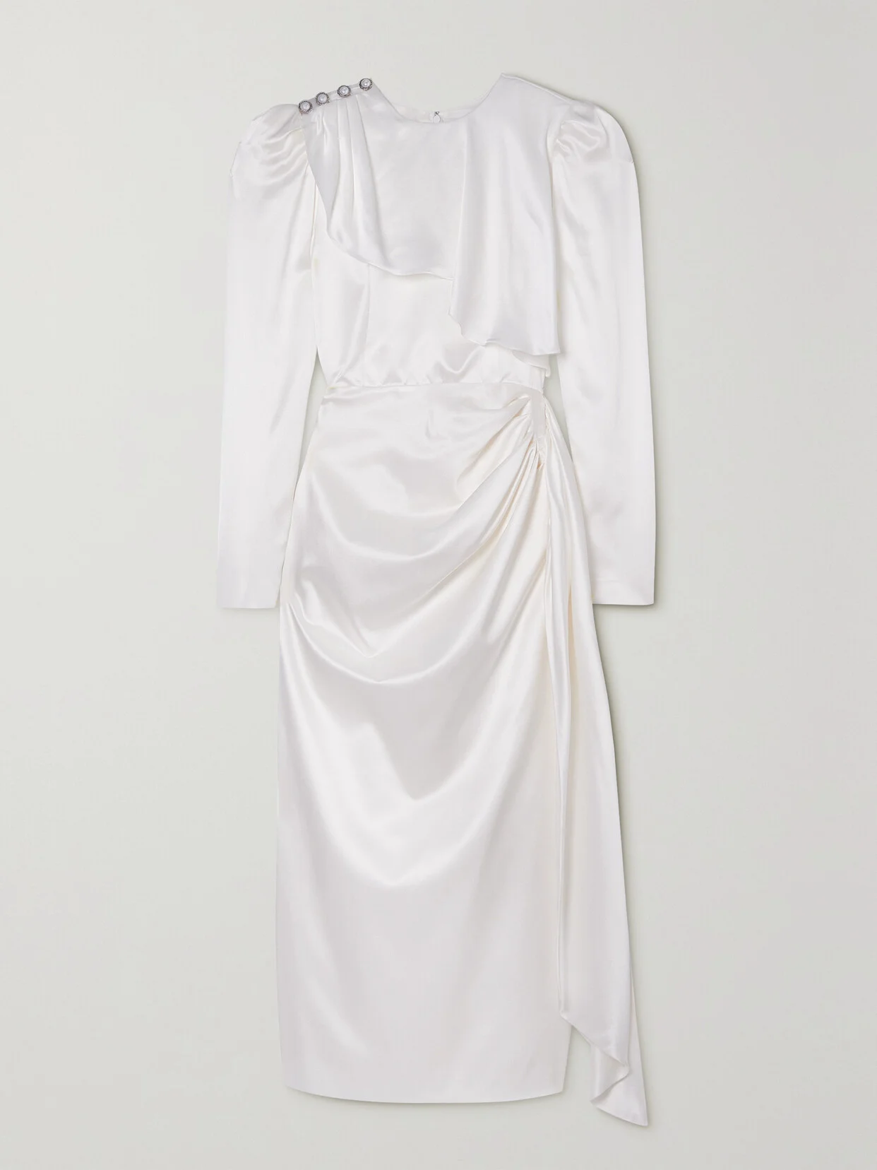 Alessandra Rich Embellished Draped Silk-satin Midi Dress