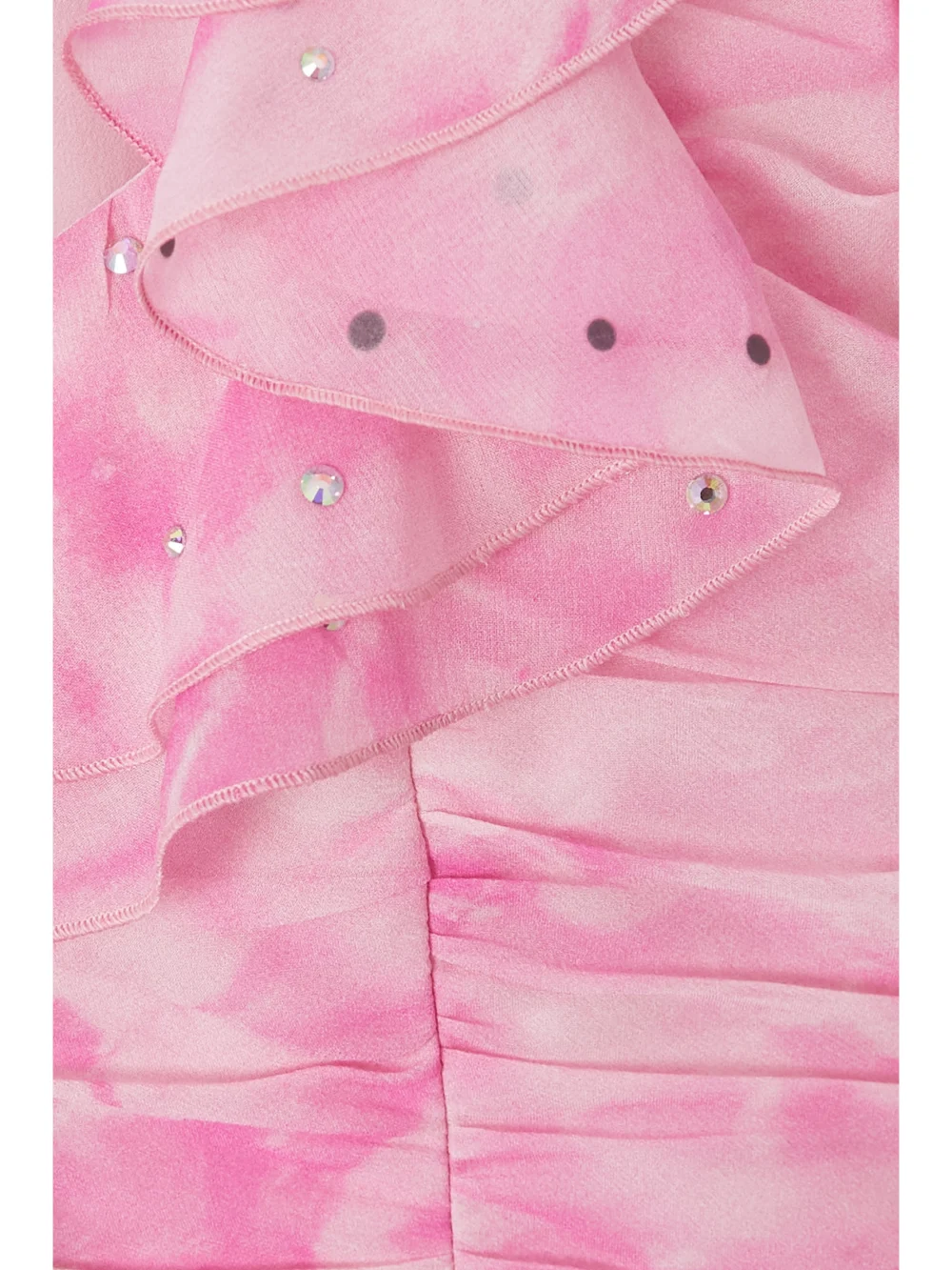 Close-up detail of the Alessandra Rich Embellished Tie-dyed Silk-georgette Mini Dress