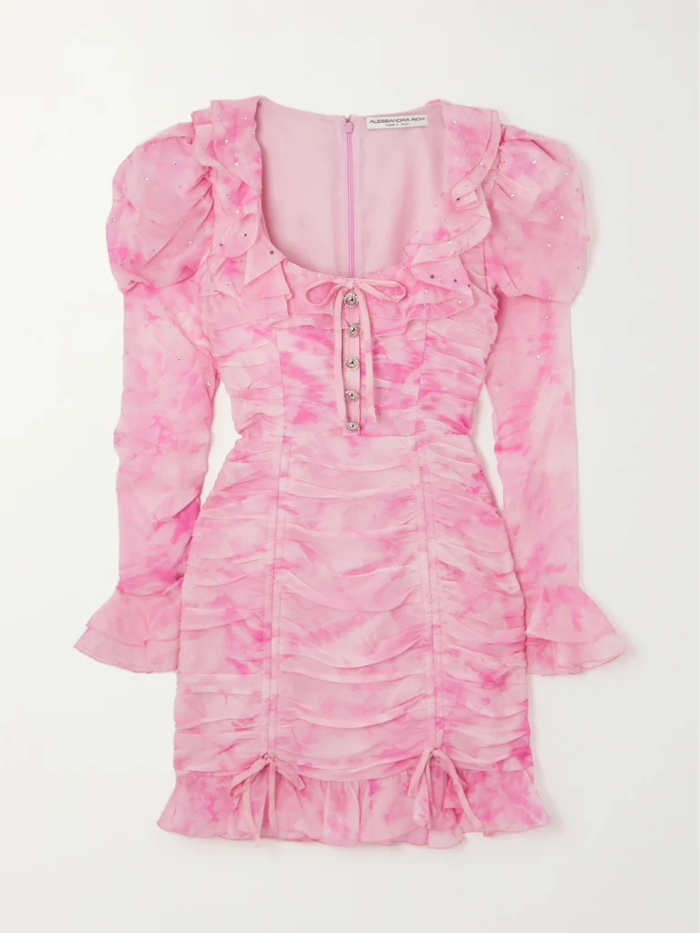 Alessandra Rich Embellished Tie-dyed Silk-georgette Mini Dress
