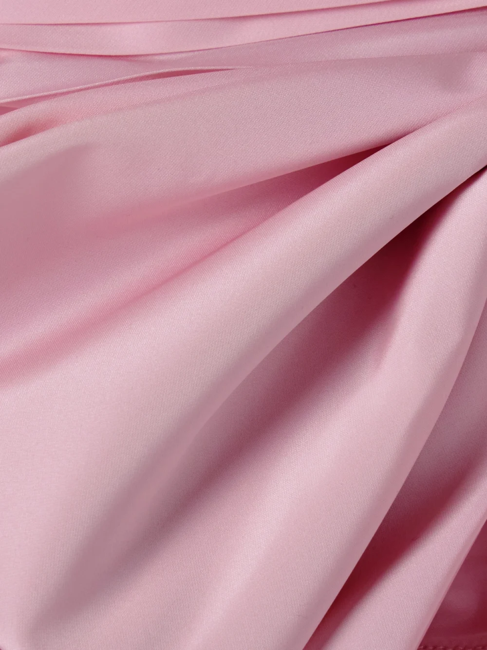 Close-up detail of the Alessandra Rich One-shoulder Bow-embellished Ruched Taffeta Mini Dress