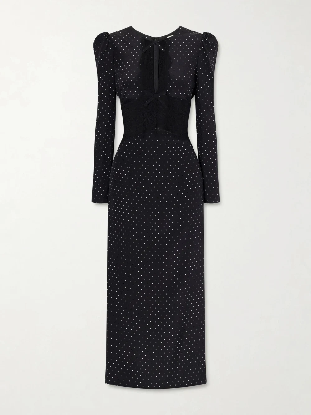 Alessandra Rich Polka-dot Silk Midi Dress in black