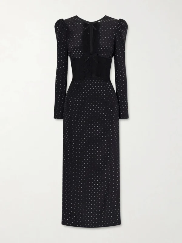 Alessandra Rich Polka-dot Silk Midi Dress