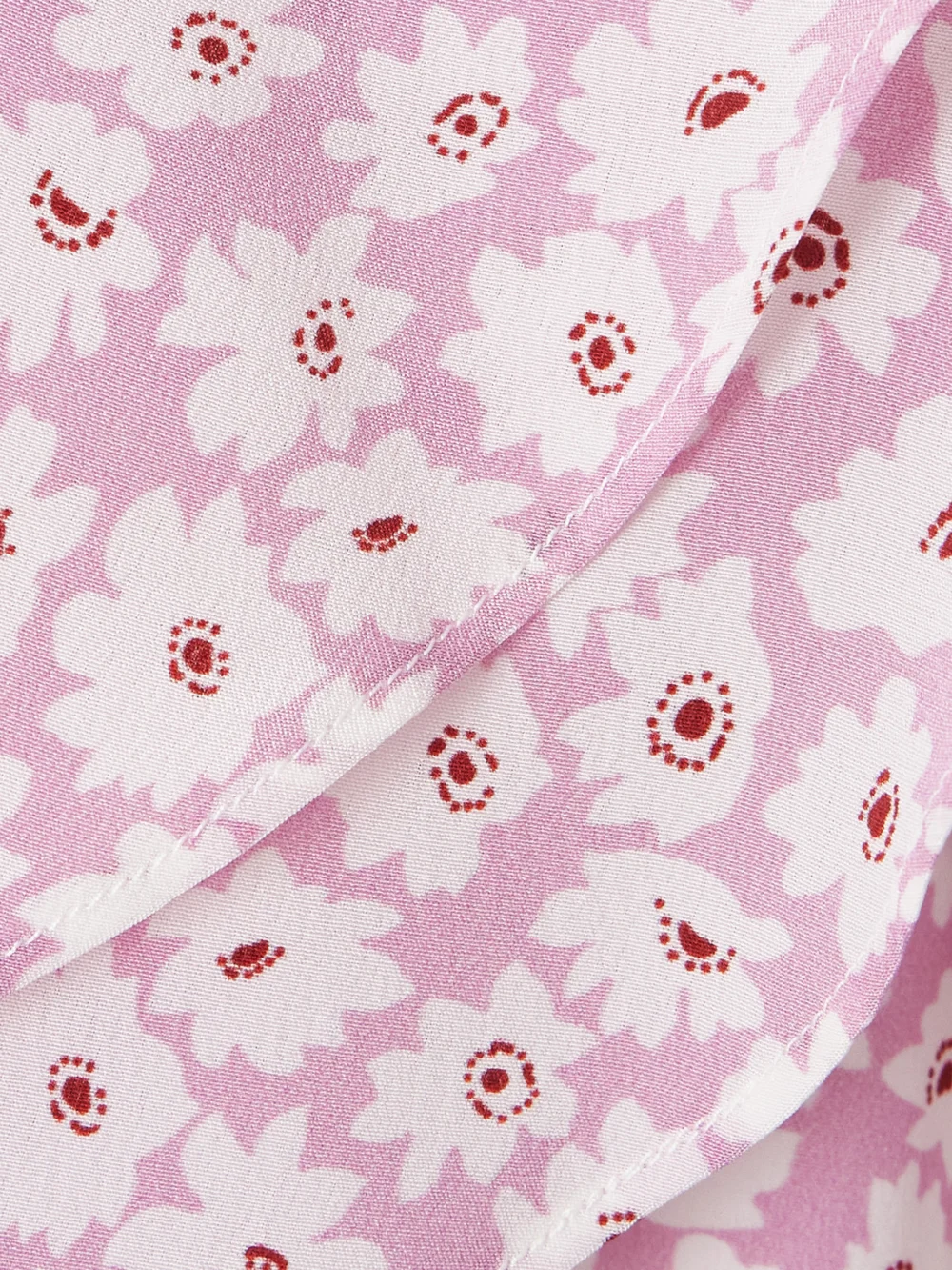Close-up detail of the Alessandra Rich Ruffled Floral-print Silk-georgette Mini Wrap Dress