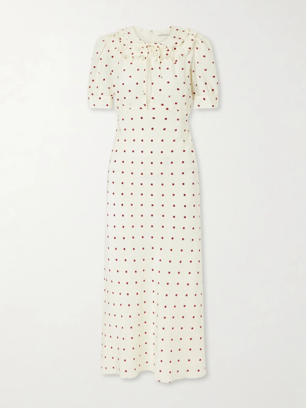 Alessandra Rich Ruffled Polka-dot Silk Midi Dress in cream