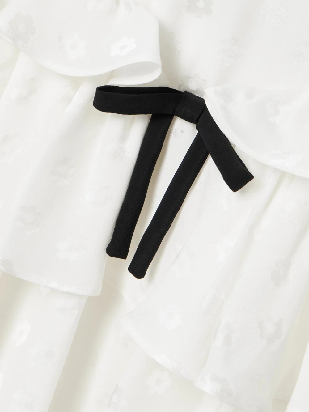 Close-up detail of the Alessandra Rich Ruffled Silk-satin Jacquard Mini Dress