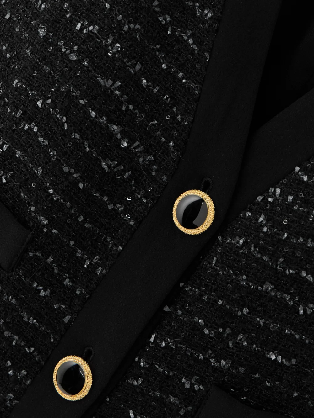 Close-up detail of the Alessandra Rich Sequined Tweed Midi Dress