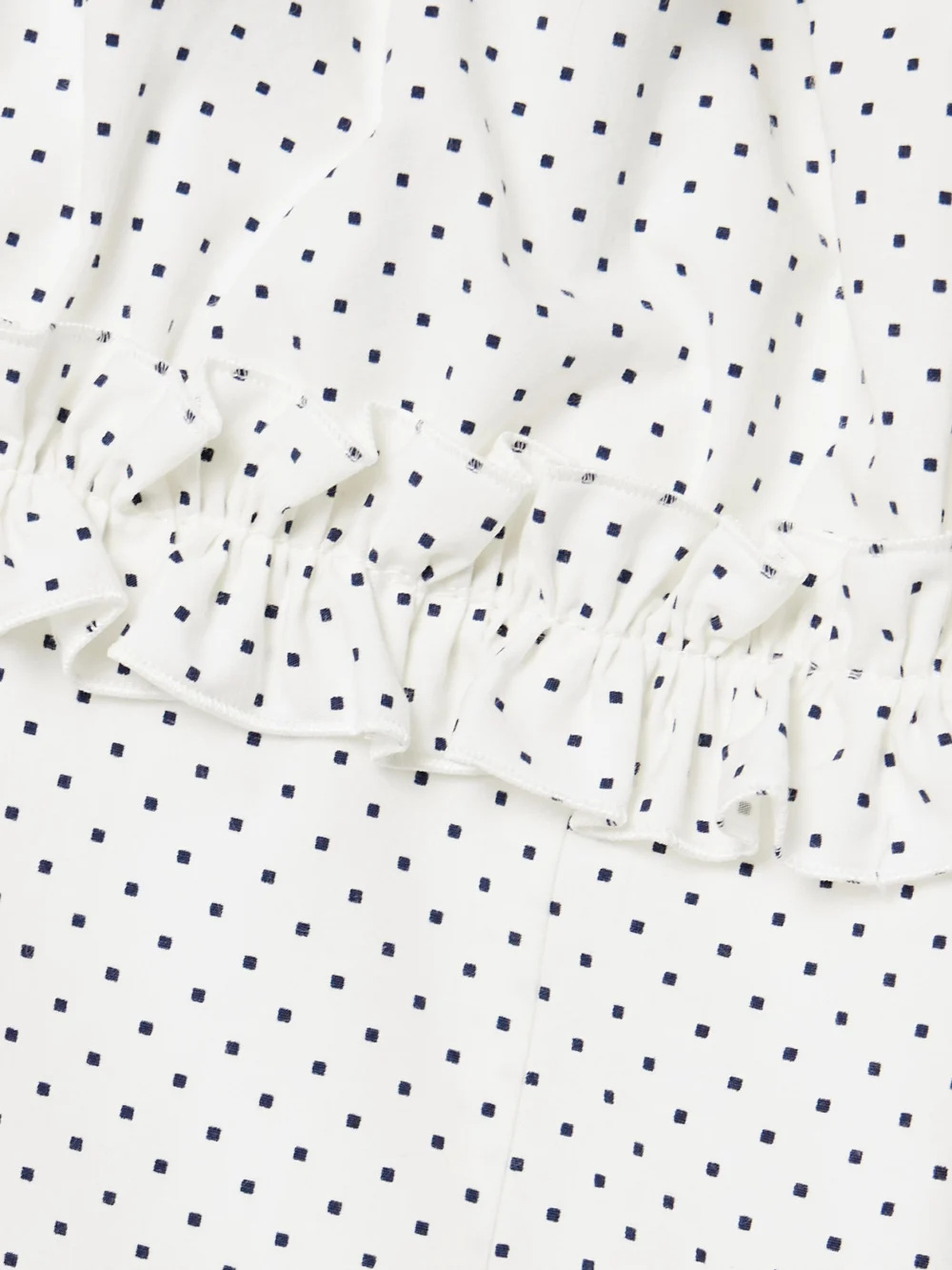 Close-up detail of the Alessandra Rich Velvet-trimmed Ruffled Polka-dot Cotton-poplin Mini Dress