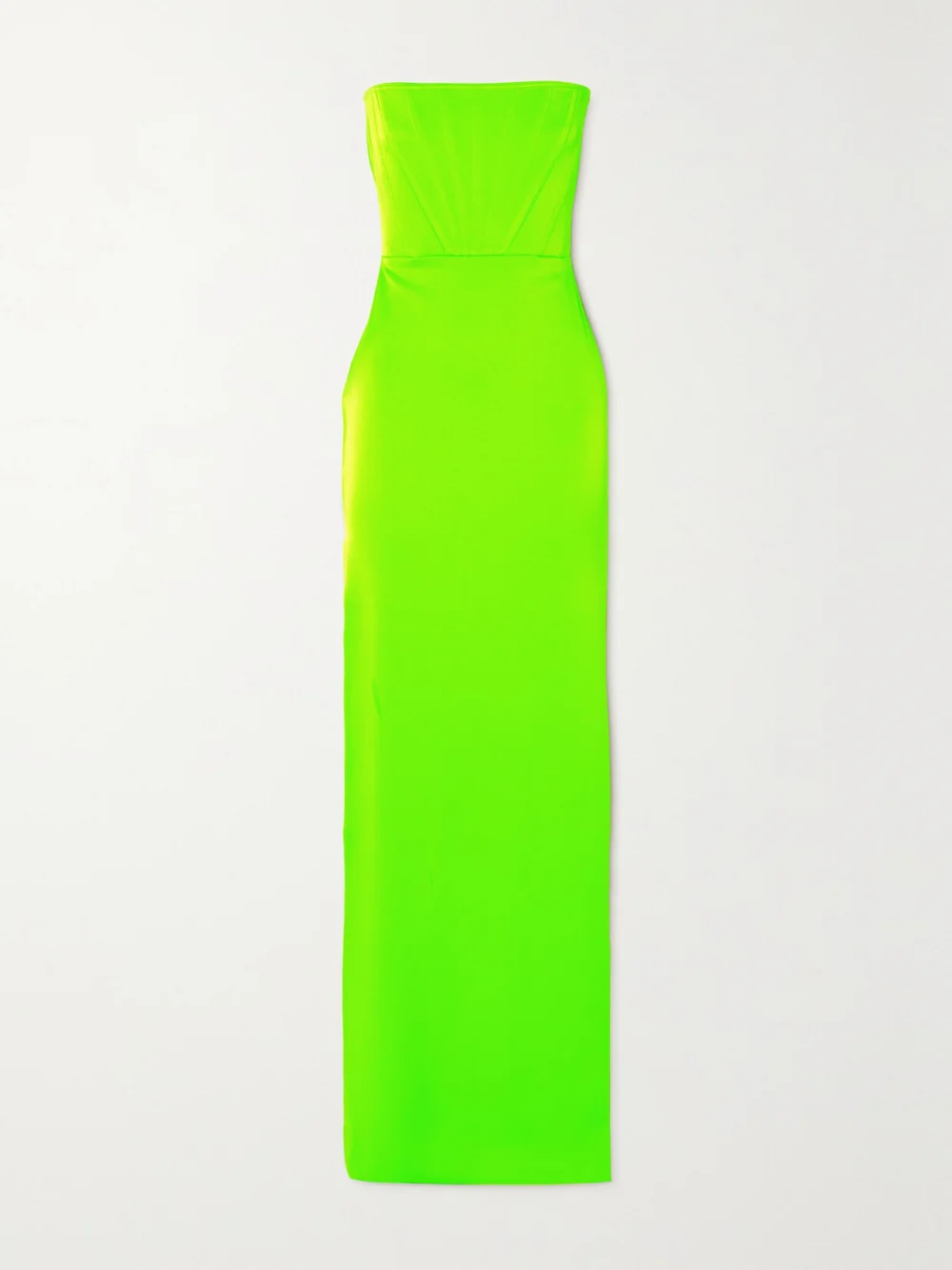 Alex Perry Benton Strapless Neon Satin-crepe Maxi Dress in lime green