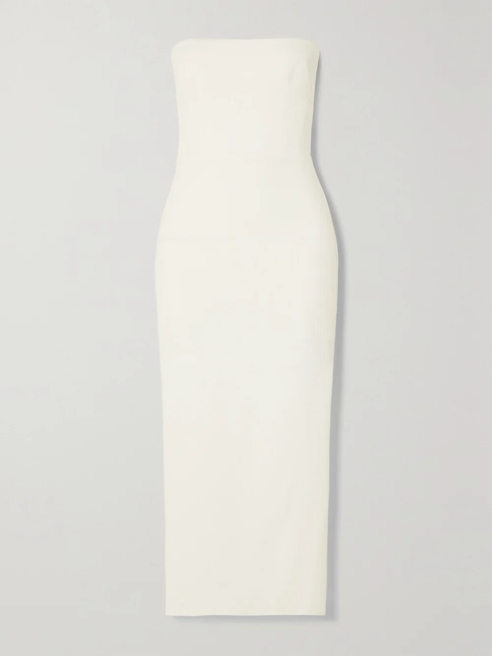 Alex Perry Callan Strapless Crepe Midi Dress in white