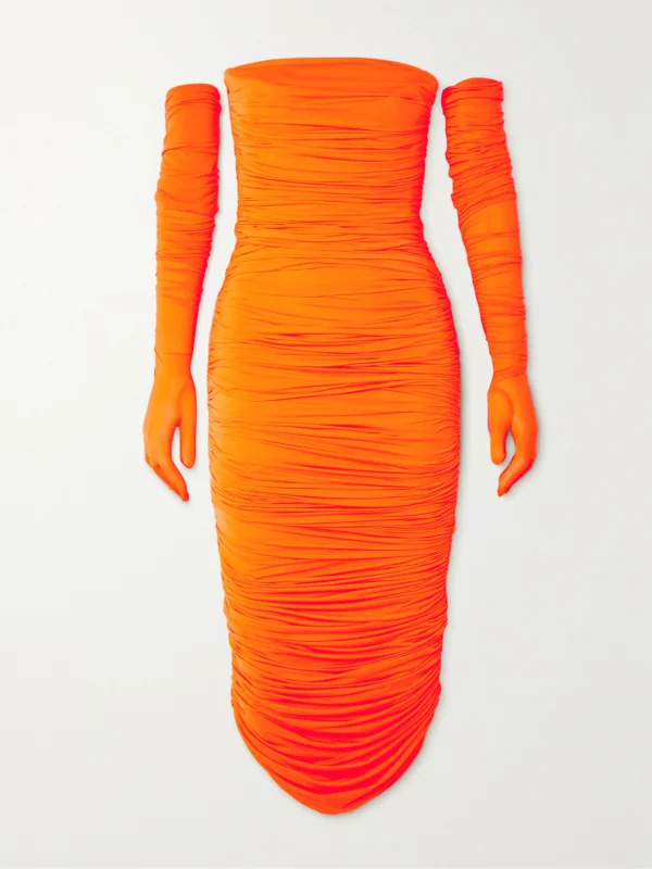 Alex Perry Clarion Strapless Ruched Stretch-jersey Dress and Gloves Set