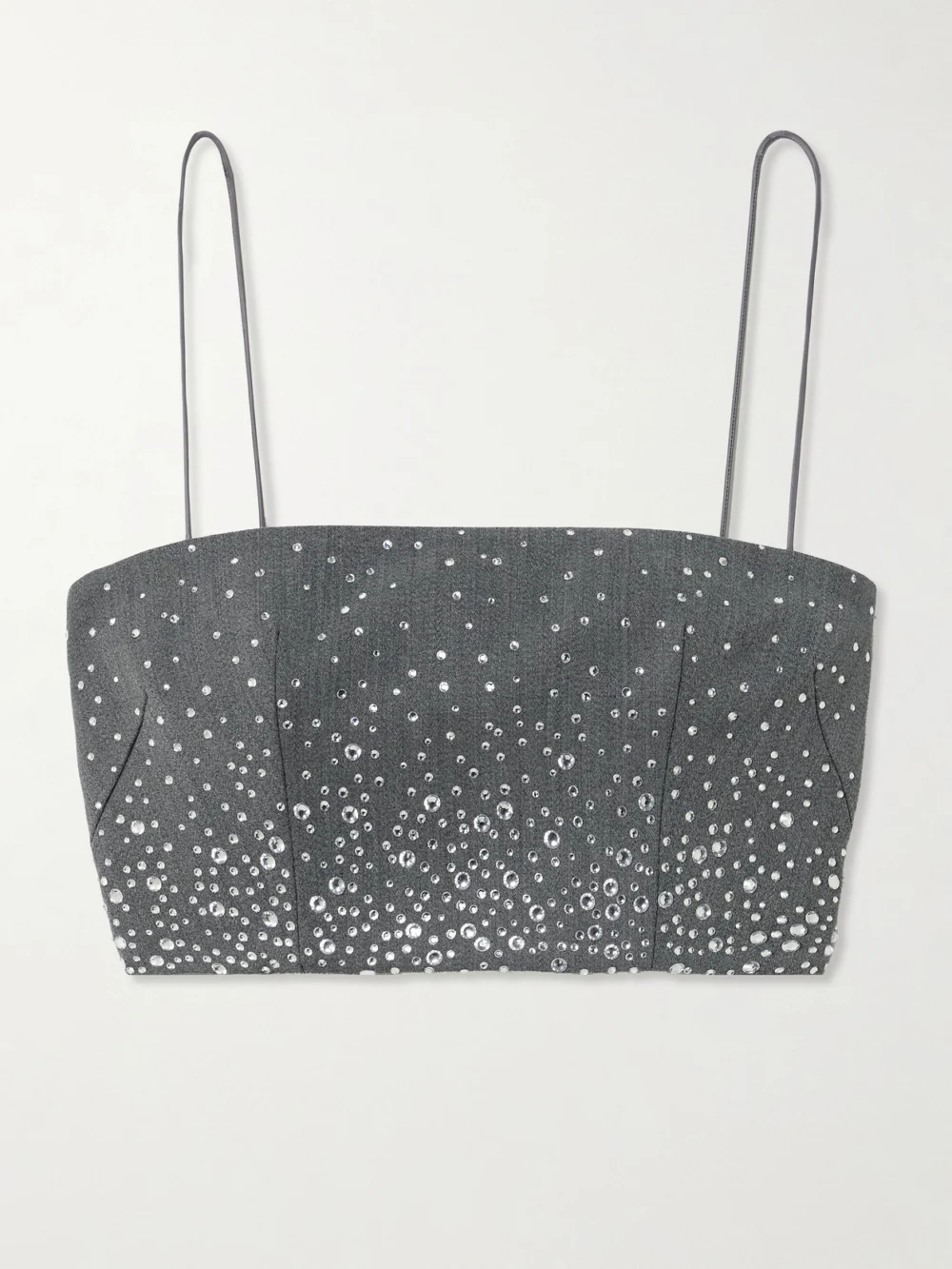 Alex Perry Crystal-embellished Twill Bralette in gray