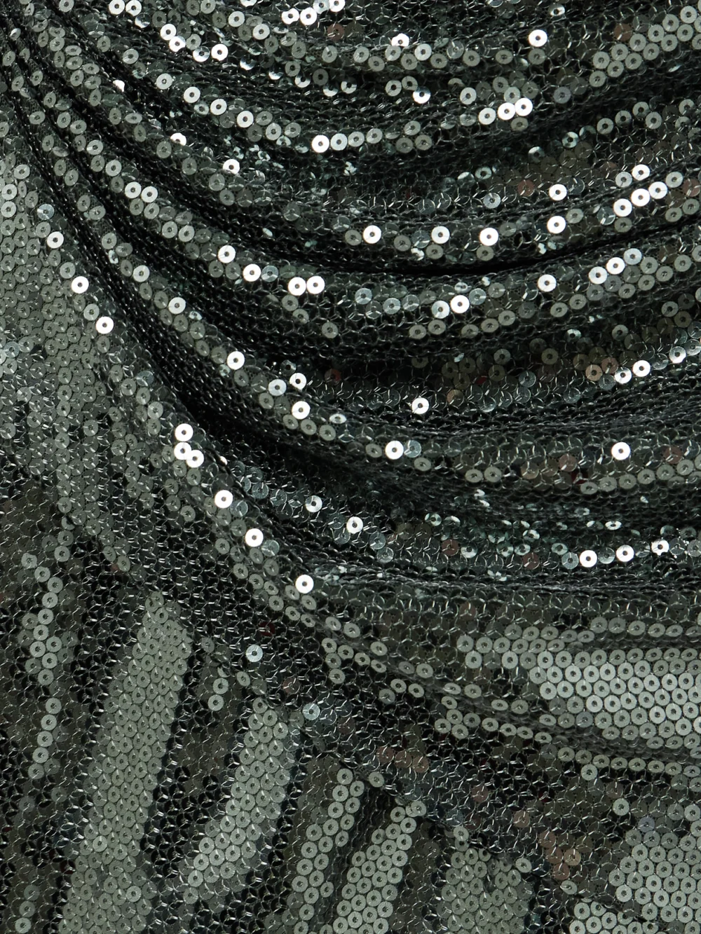 Close-up detail of the Alex Perry Draped Sequined Mesh Halterneck Mini Dress