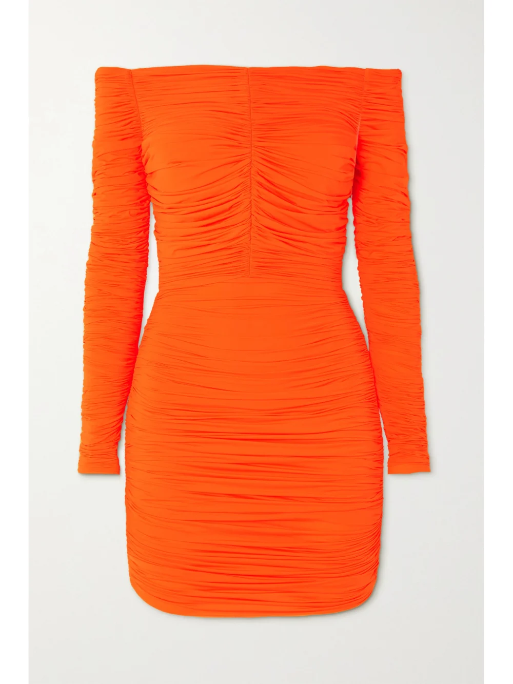 Alex Perry Hadley Off-the-shoulder Ruched Stretch-jersey Mini Dress in bright orange