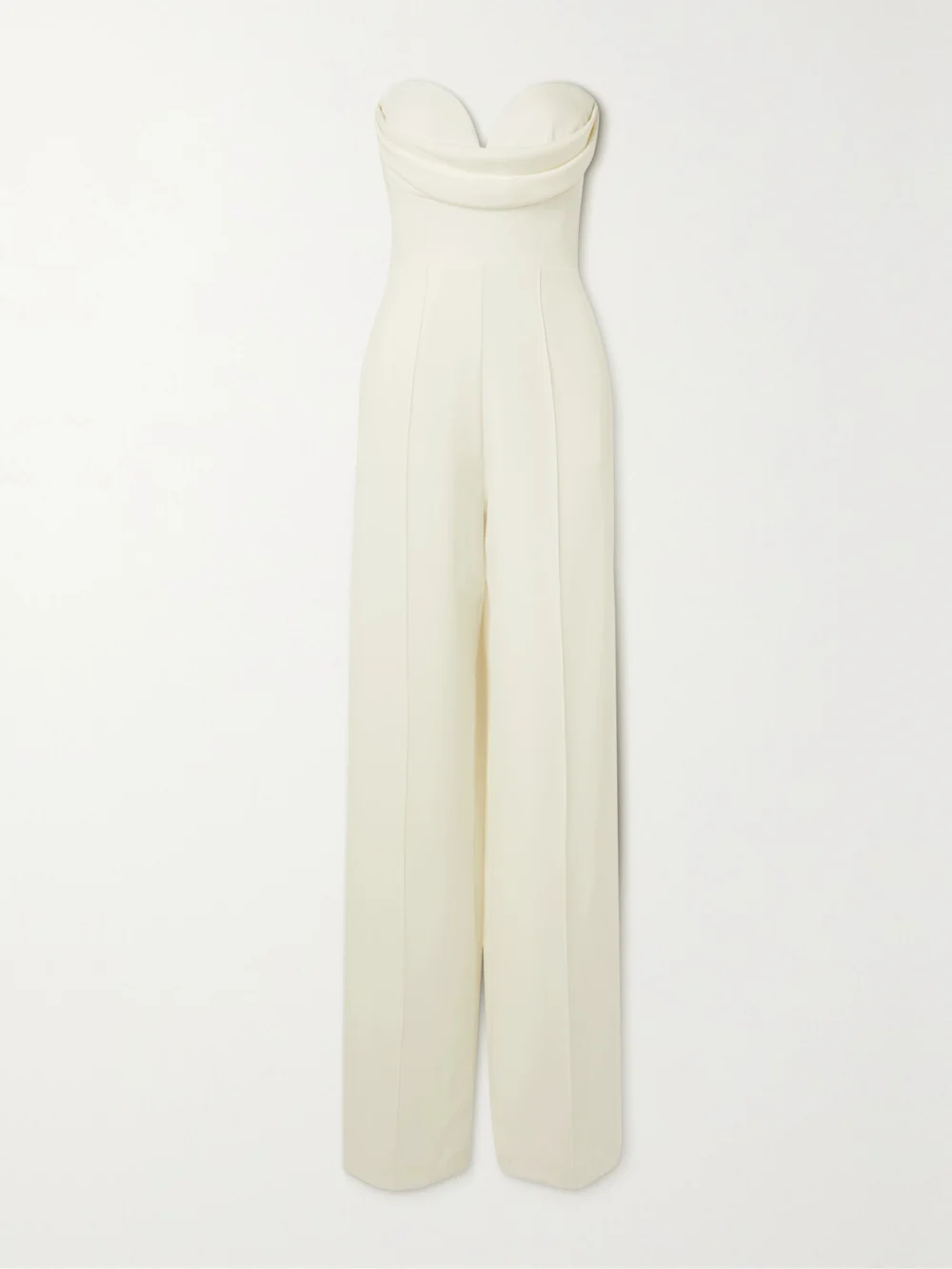 Alex Perry Hayden Strapless Draped Crepe Jumpsuit in white