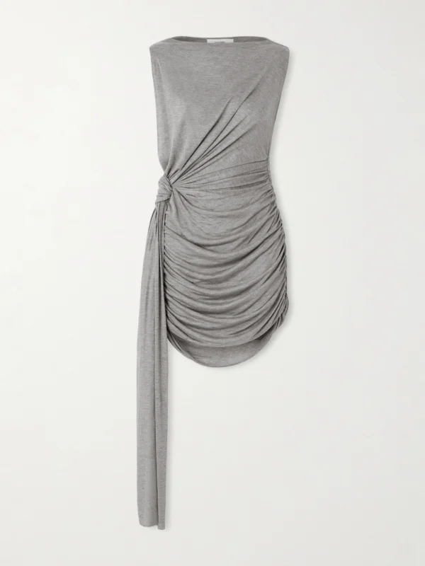 Alex Perry Knotted Draped Ruched Jersey Mini Dress