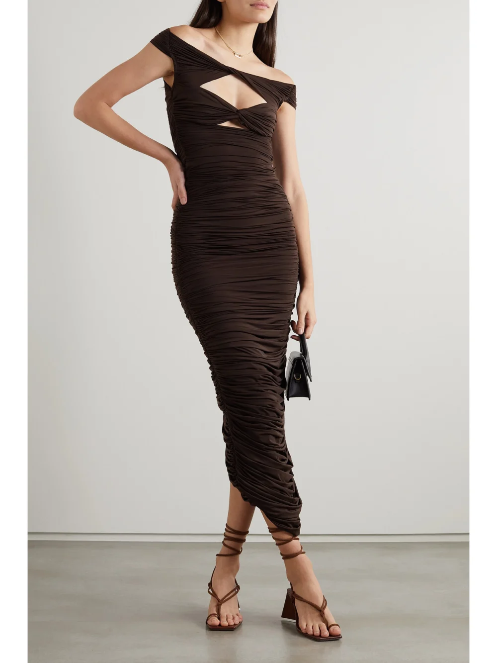 Alex Perry Knox Off-the-shoulder Cutout Stretch-jersey Midi Dress, worn by a model