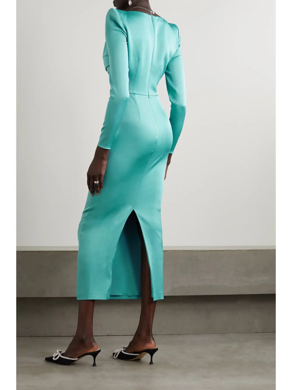Back view of the Alex Perry Linden Wrap-effect Satin-crepe Midi Dress