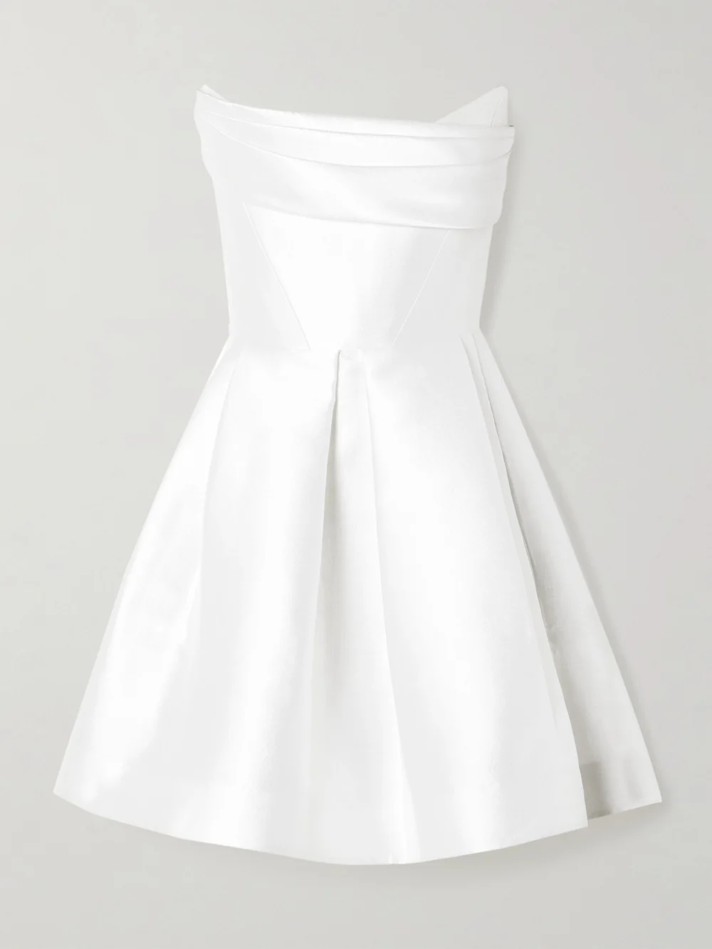 Alex Perry Strapless Draped Sateen Mini Dress in white