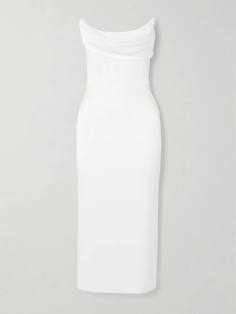 Alex Perry Strapless Draped Satin-crepe Midi Dress in white