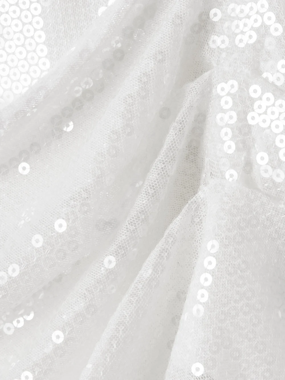 Close-up detail of the Alex Perry Strapless Draped Sequined Mesh Midi Dress