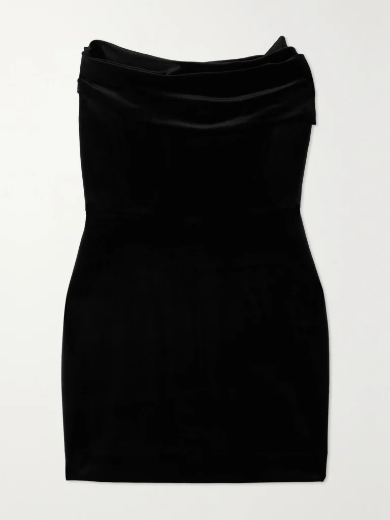 Alex Perry Strapless Draped Stretch-velvet Mini Dress