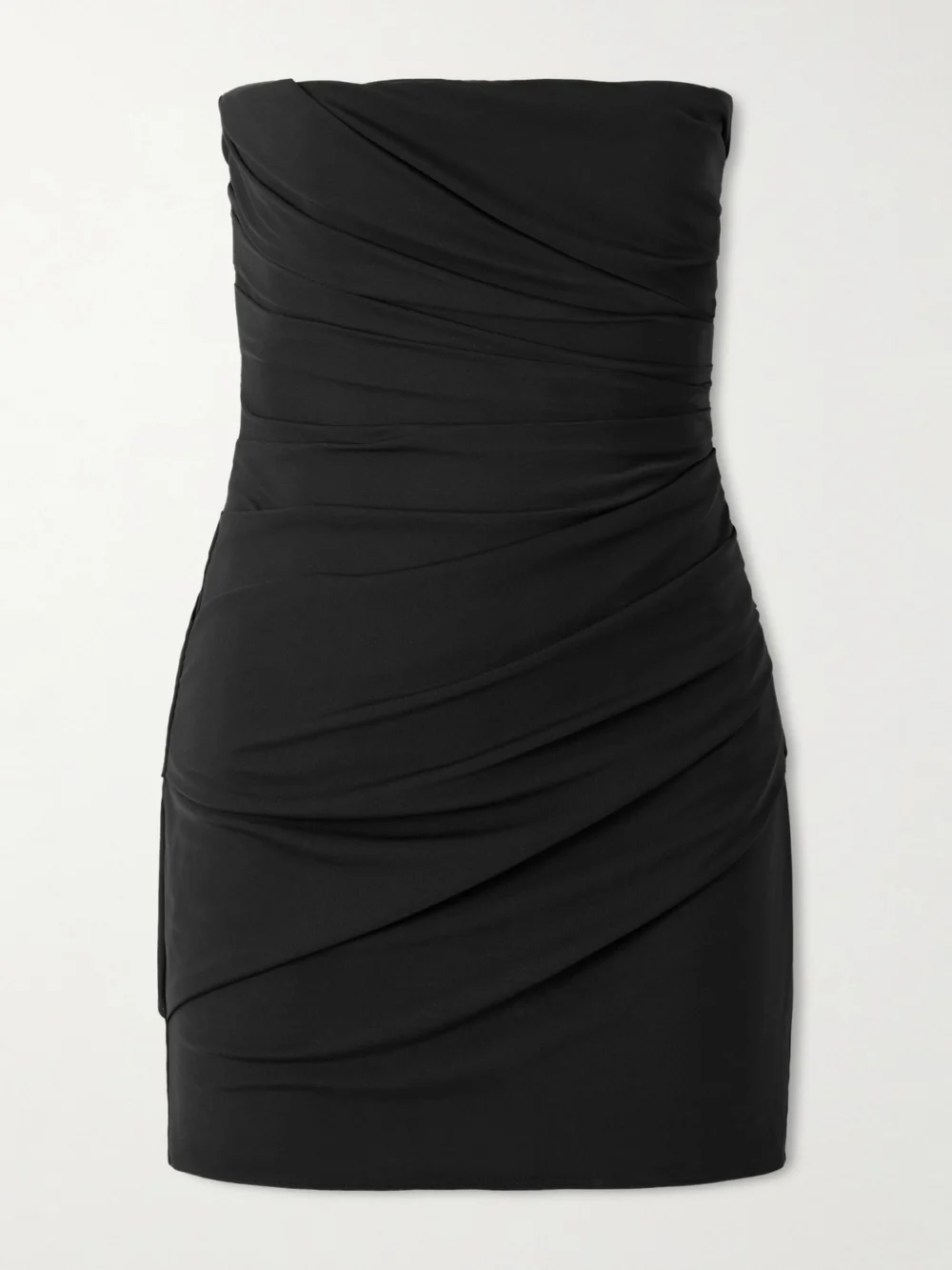 Alex Perry Strapless Gathered Stretch-mesh Mini Dress in black