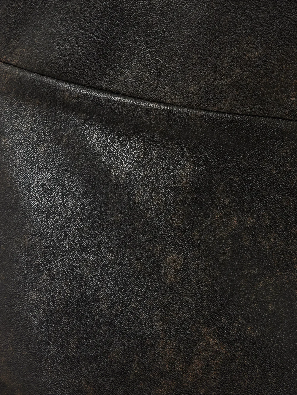 Close-up detail of the Alex Perry Strapless Leather Midi Dress