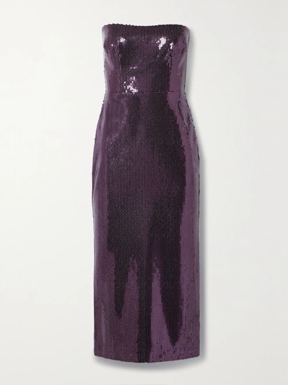 Alex Perry Strapless Sequined Crepe Midi Dress in purple
