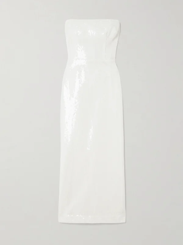 Alex Perry Strapless Sequined Crepe Midi Dress