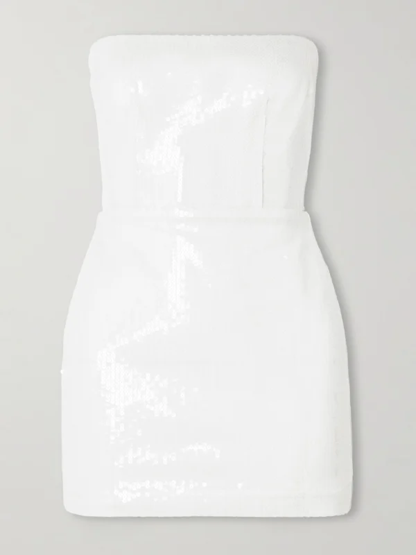Alex Perry Strapless Sequined Tulle Mini Dress