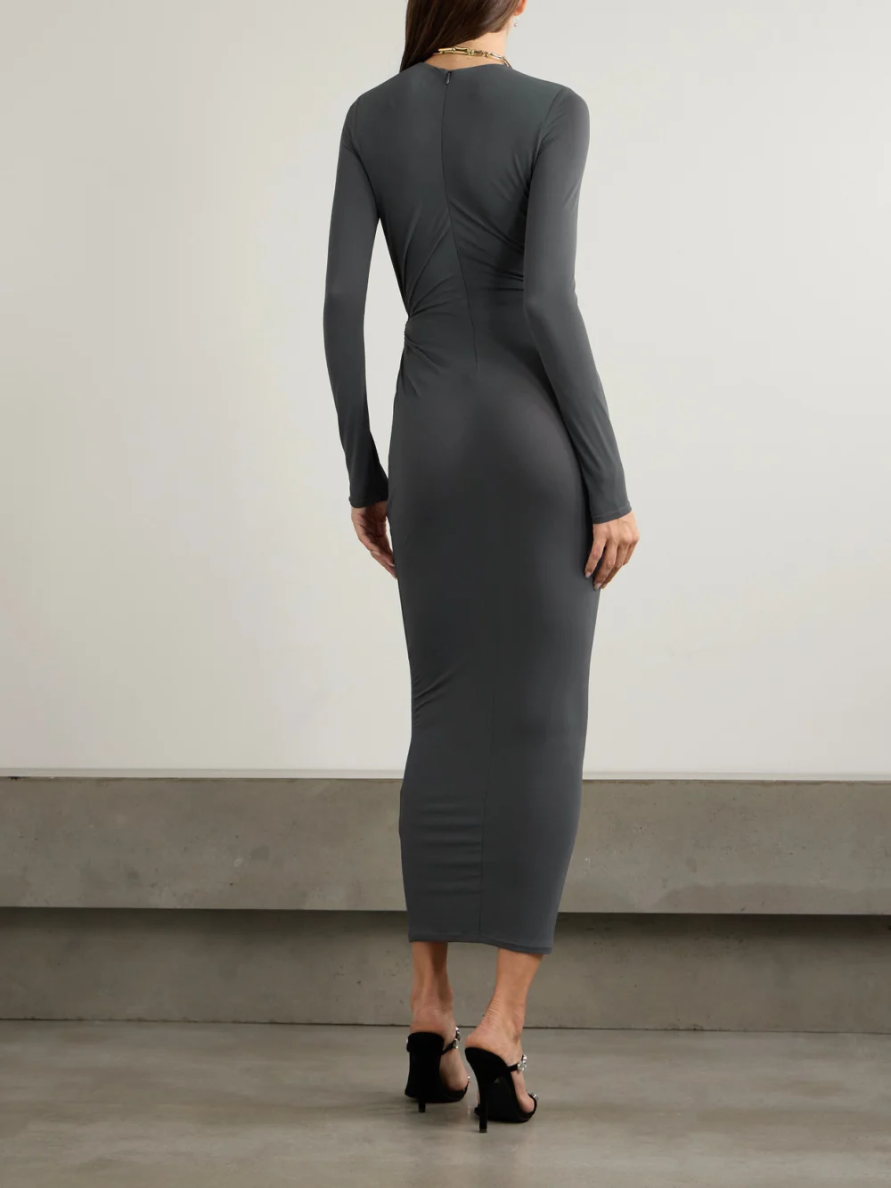 Back view of the Alex Perry Twist-front Crepe-jersey Midi Dress