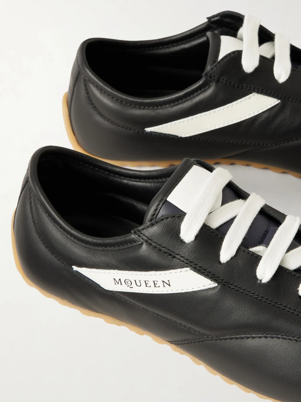 Close-up detail of the Alexander McQueen Boxe Leather Sneakers