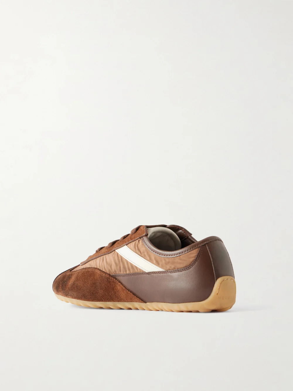 Back view of the Alexander McQueen Boxe Leather-trimmed Suede Sneakers