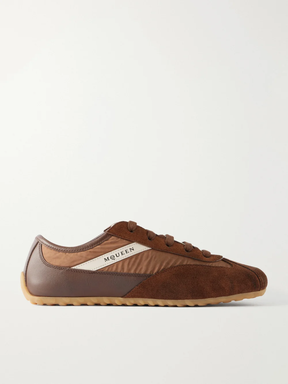 Alexander McQueen Boxe Leather-trimmed Suede Sneakers in brown