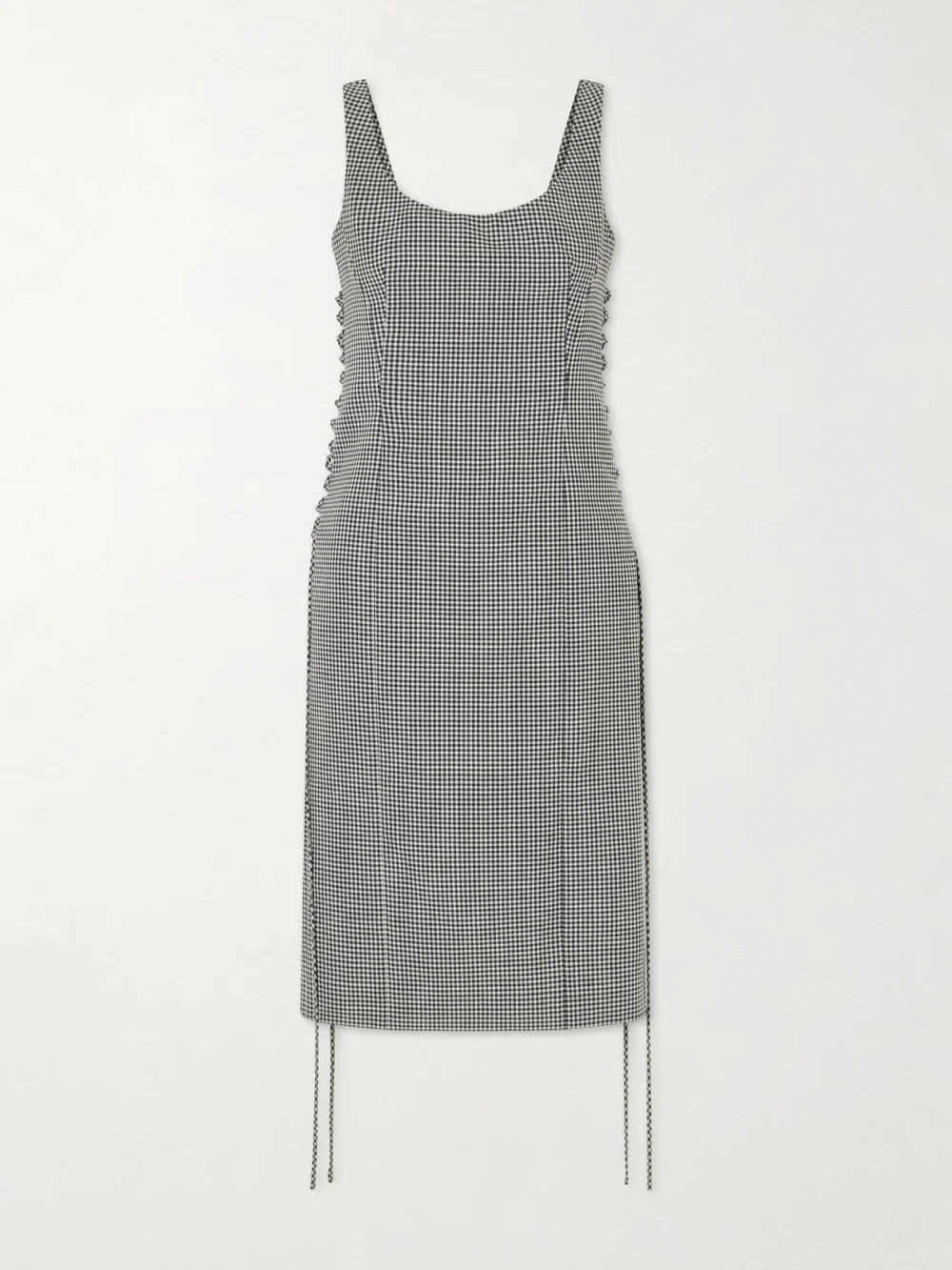 Alexander McQueen Checked Wool Bustier Midi Dress in gray