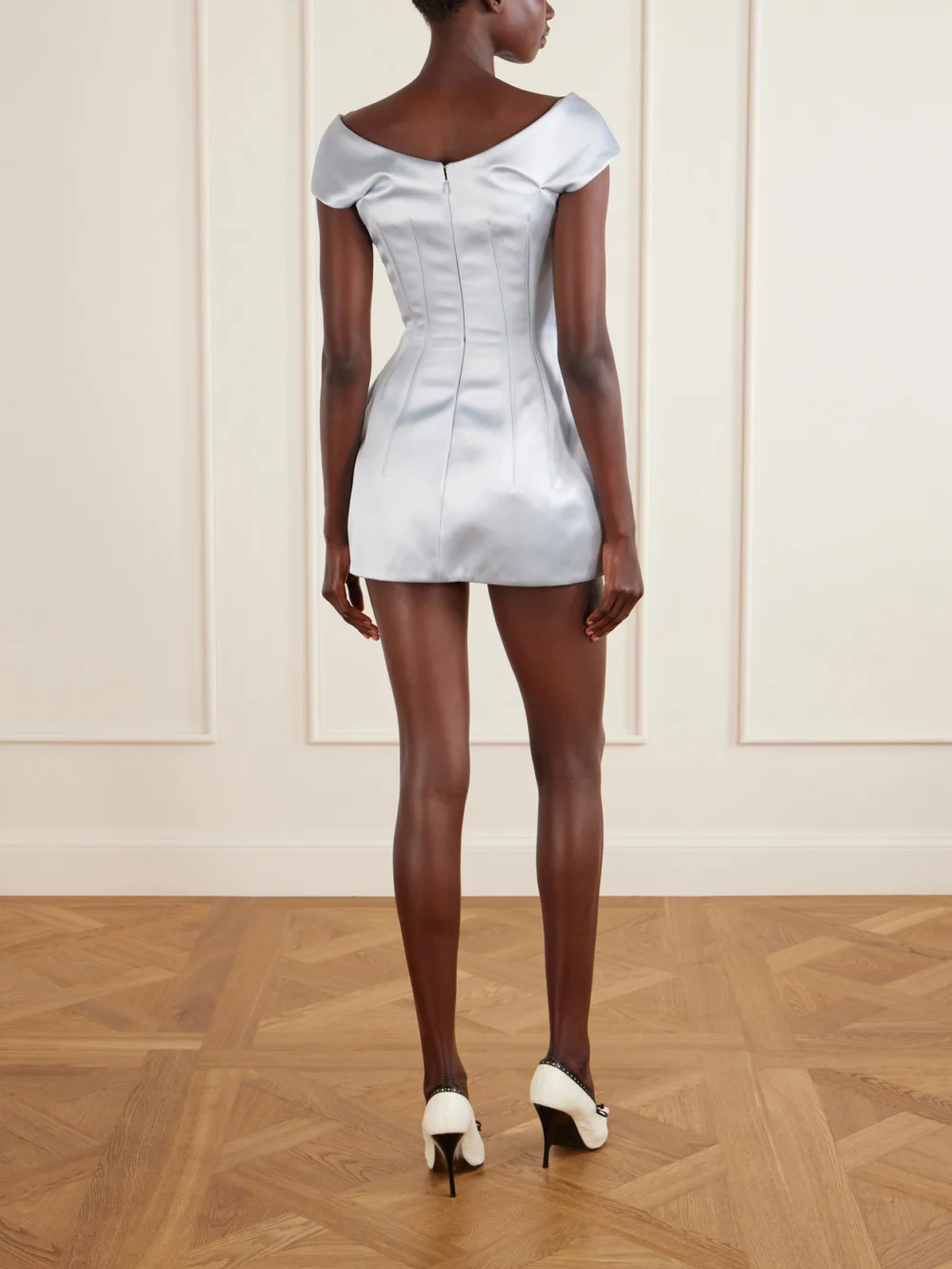 Back view of the Alexander McQueen Cocktail Satin Mini Dress