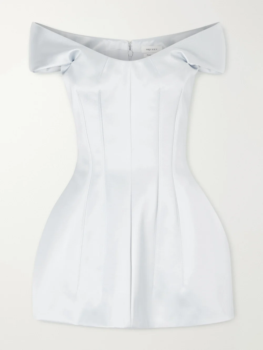 Alexander McQueen Cocktail Satin Mini Dress in blue