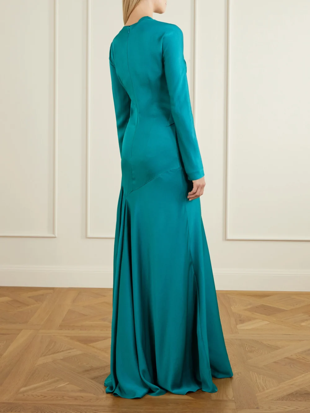 Back view of the Alexander McQueen Draped Satin Gown