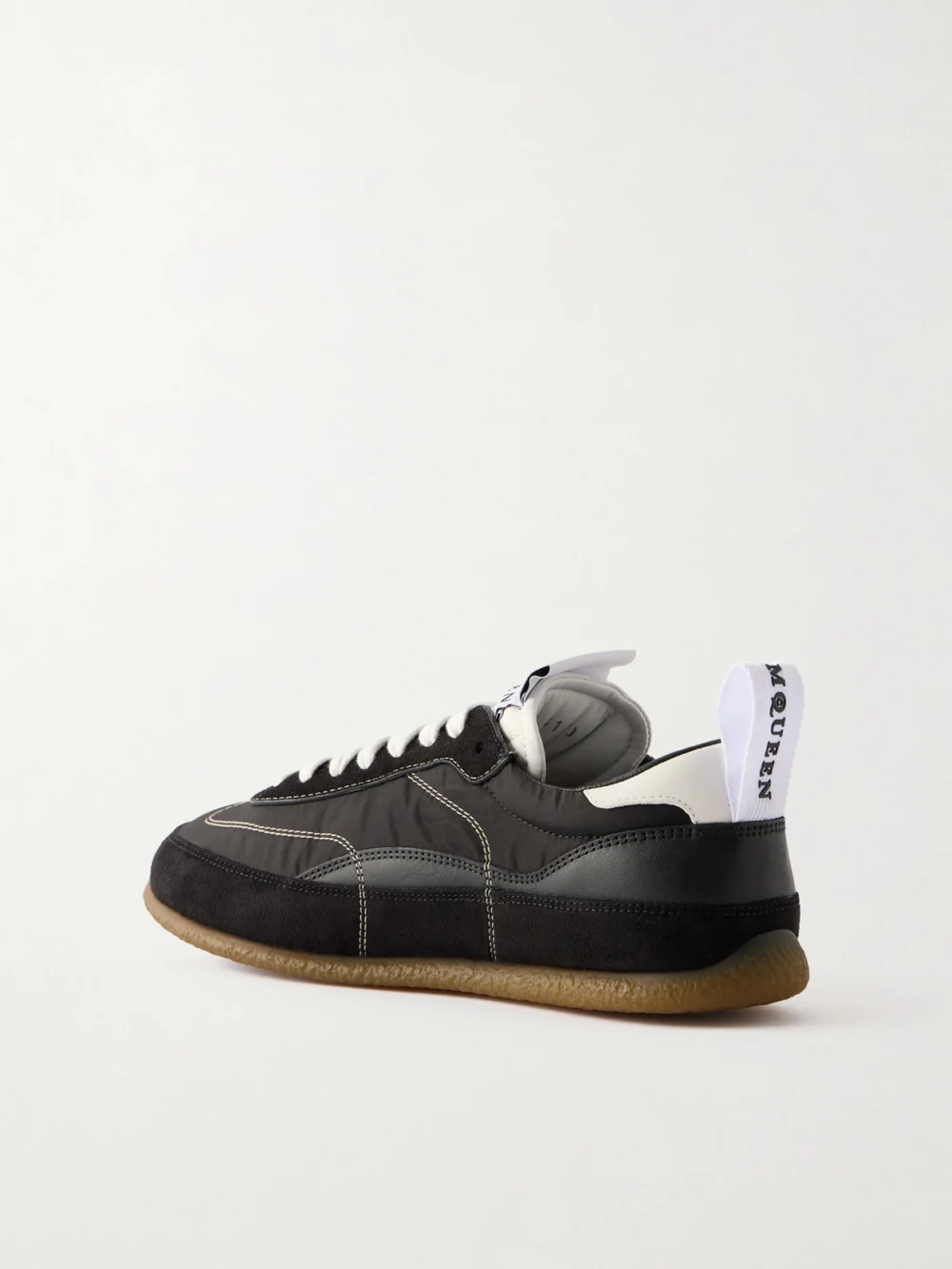 Back view of the Alexander McQueen Ec1 Suede and Leather-trimmed Shell Sneakers