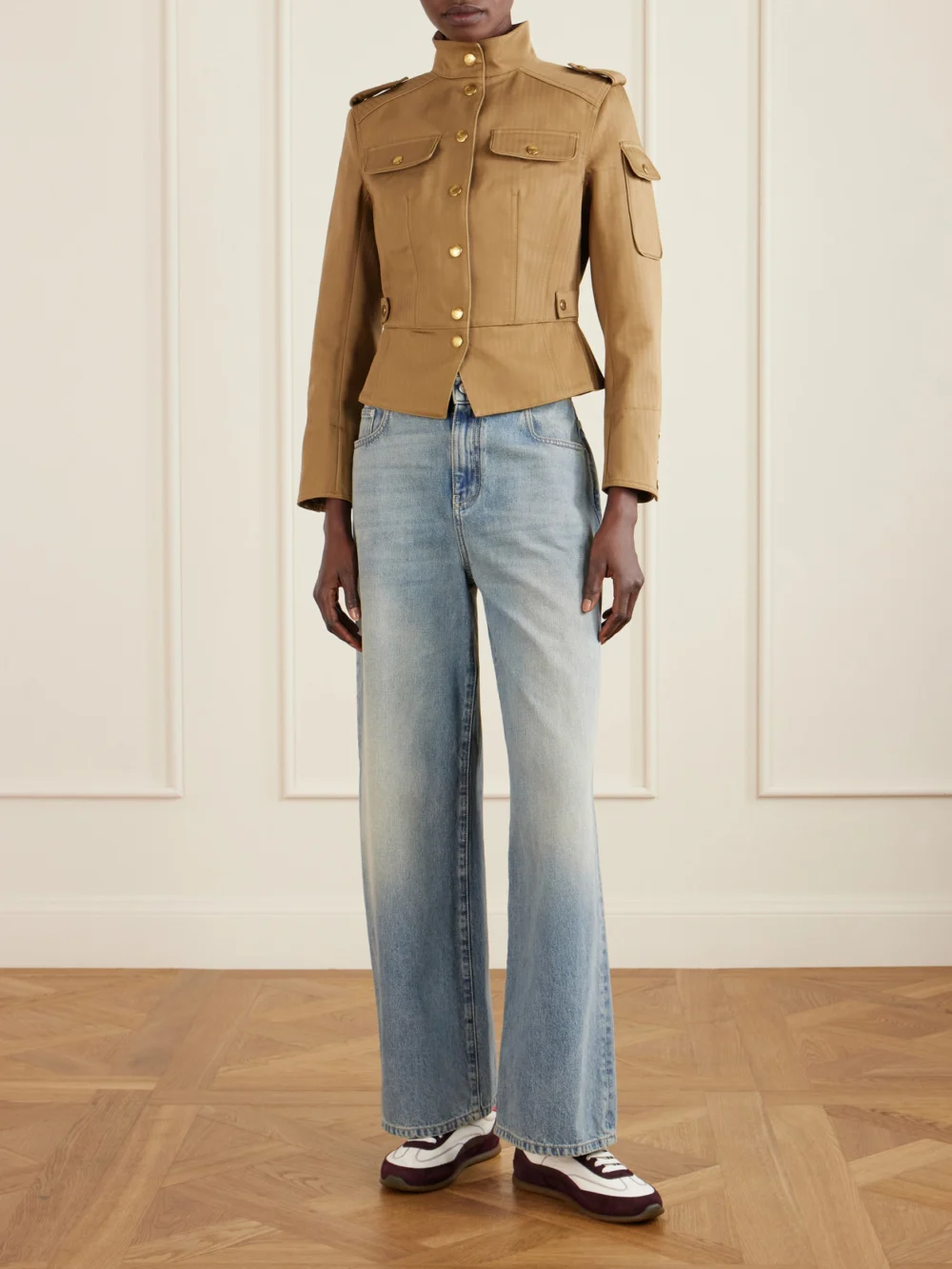 Alexander McQueen Ec1 Suede and Leather-trimmed Shell Sneakers, styled view