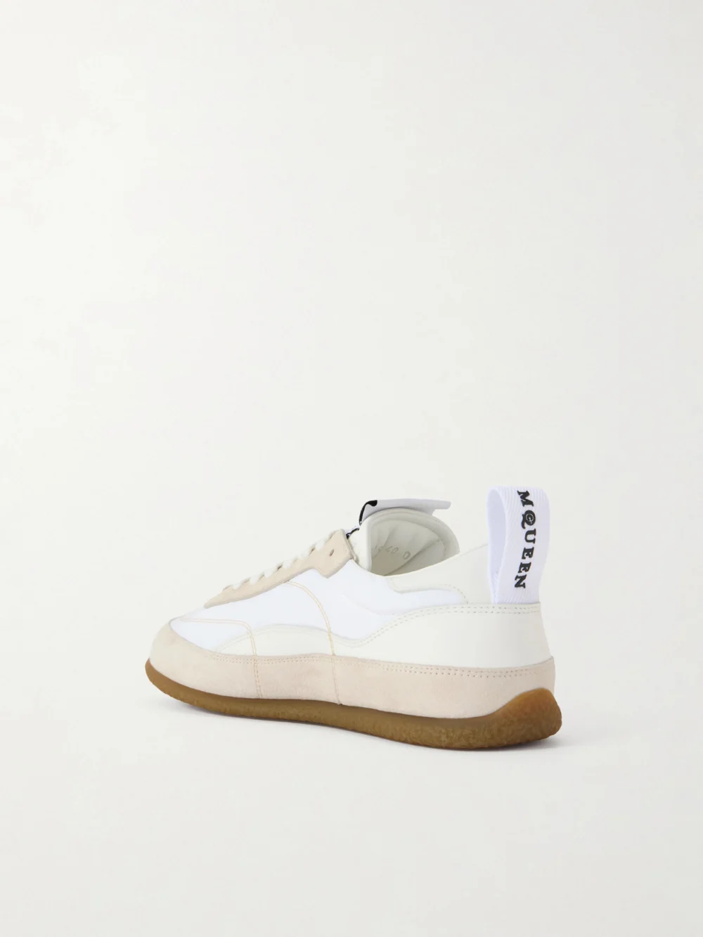 Back view of the Alexander McQueen Ec1 Suede and Leather-trimmed Shell Sneakers