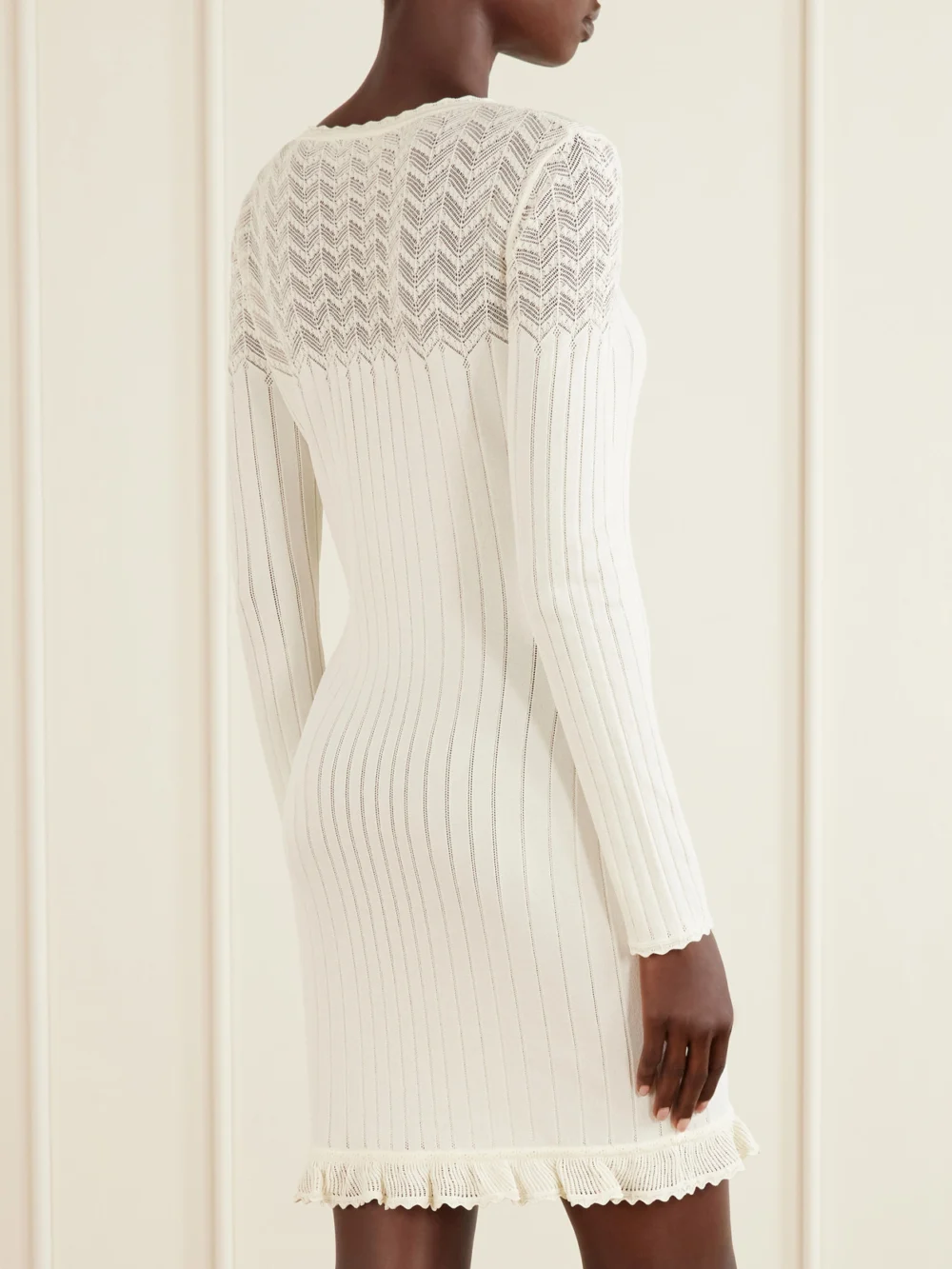 Back view of the Alexander McQueen Embroidered Ribbed-knit Dress