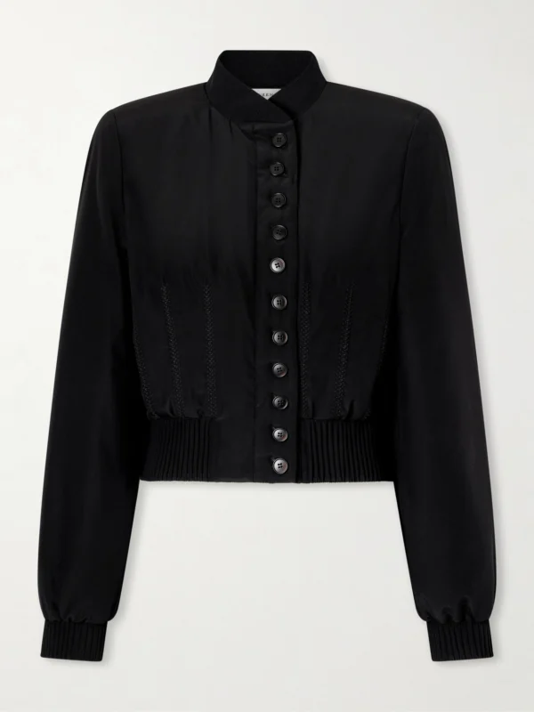 Alexander McQueen Embroidered Silk Crepe De Chine Bomber Jacket